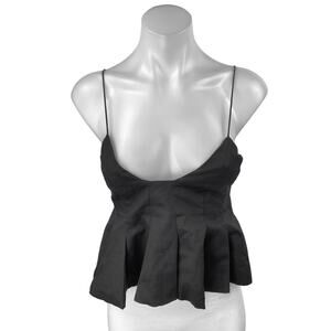 NEW Zara Women's Black Sleeveless Cami Camisole Tank Peplum Crop Top Size XS